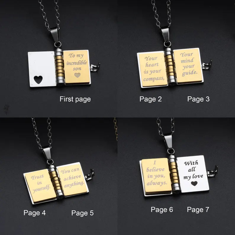 My Son's Champion Book Necklace Gift