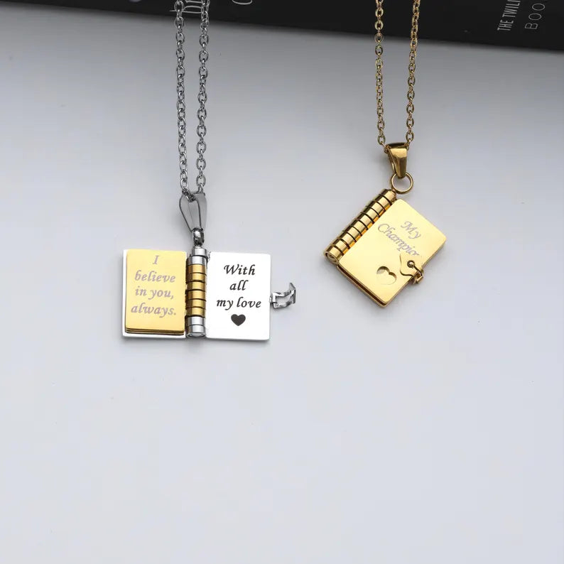 My Son's Champion Book Necklace Gift