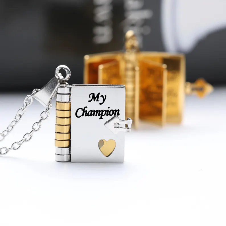 My Son's Champion Book Necklace Gift