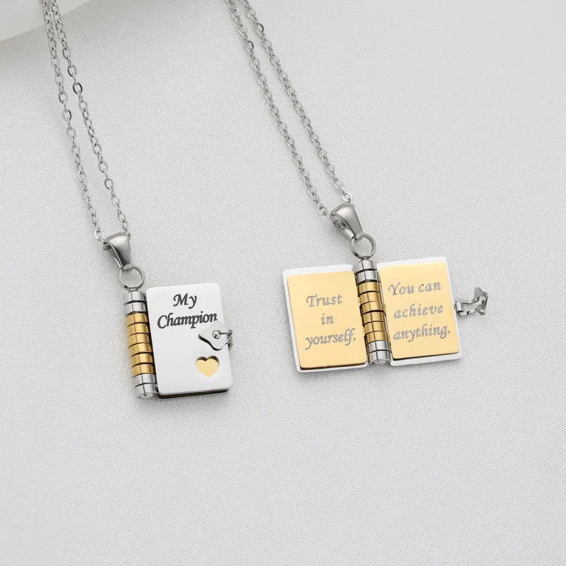 My Son's Champion Book Necklace Gift