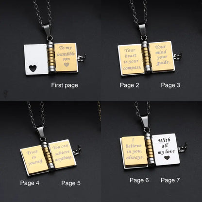 My Son's Champion Book Necklace Gift