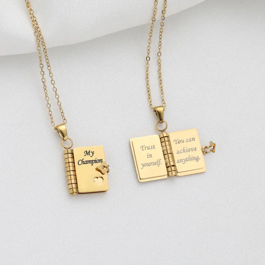 My Son's Champion Book Necklace Gift